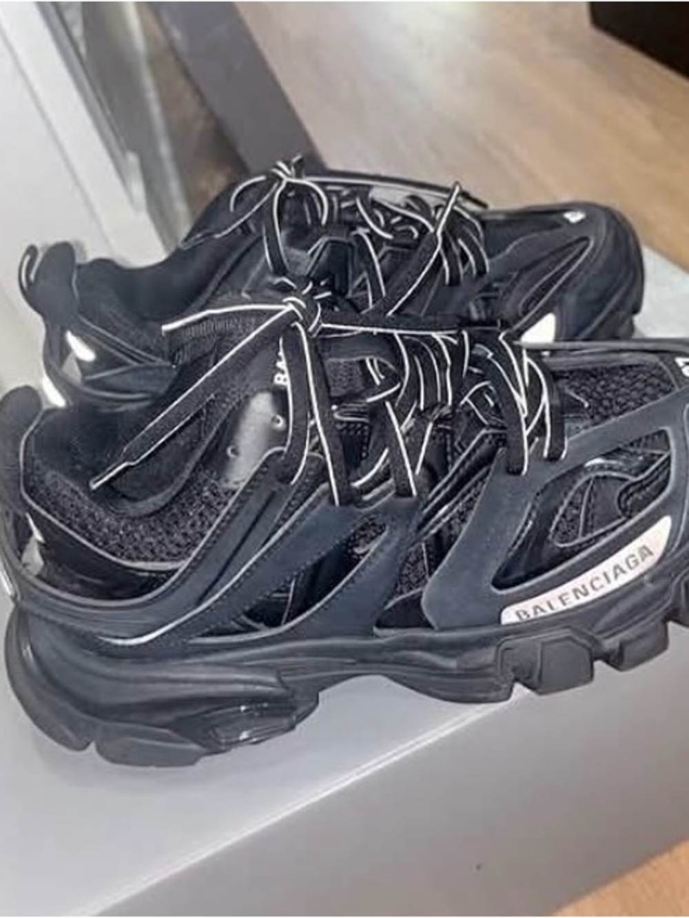 Balenciaga Black Mesh and Rubber Runner Sneakers